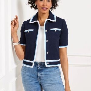 Talbots Navy and White Blazer